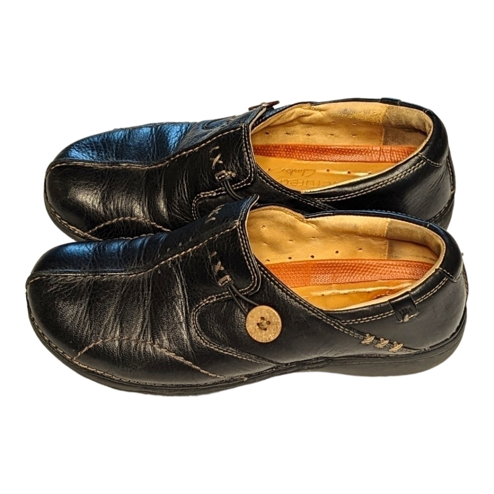 Clarks Structured Soft Black Leather Side Button Women's Shoes Size 6M - Picture 11 of 13